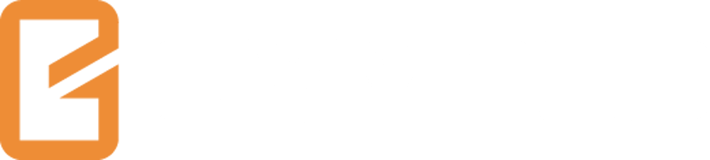 Orangefarbenes Gympod-Logo mit weißem Text und einem stilisierten „G“ auf dunkelgrünem Hintergrund.