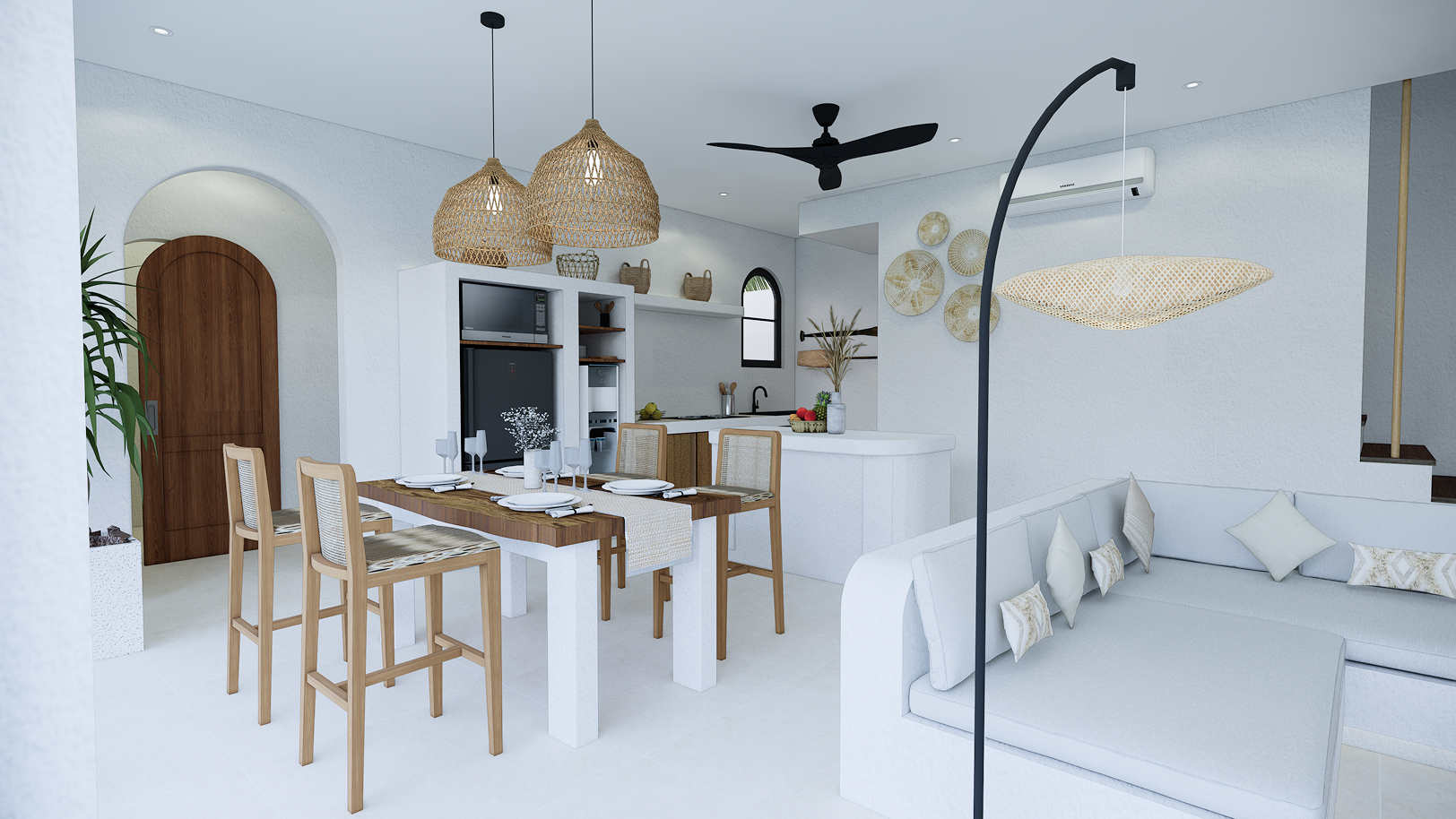 Visualisierung Wohn- und Essbereich einer Villa
