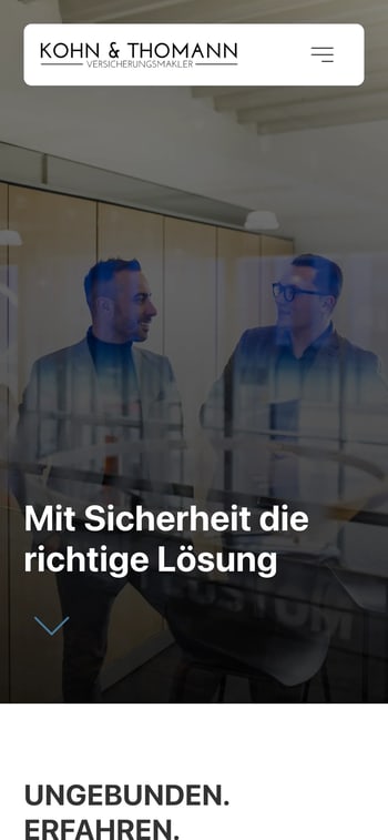 Website von Kohn & Thomann in der Handy-Ansicht