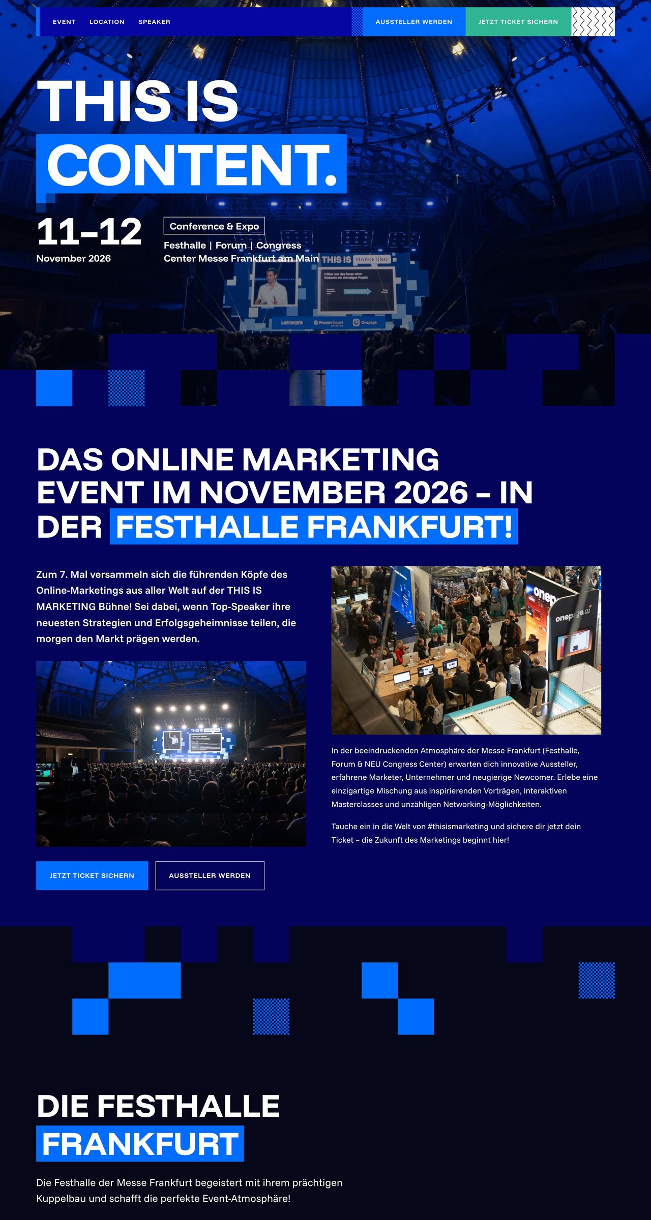THIS IS MARKETING 2026 website, first three screens