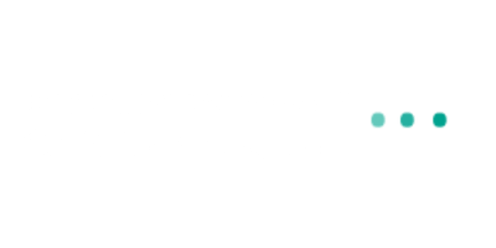 Gemeinschaftspraxis für Nuklearmedizin Text auf dunkelgrünem Hintergrund mit drei türkisfarbenen Punkten.