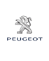 Silbernes Löwen-Logo von Peugeot über dem Schriftzug "PEUGEOT" in dunkelblauer Schrift auf grünem Hintergrund.