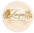 Logo für „Zinepas Beauty Lounge“ mit goldenem Profil einer Frau mit Krone, Schmetterling und funkelndem Hintergrund.