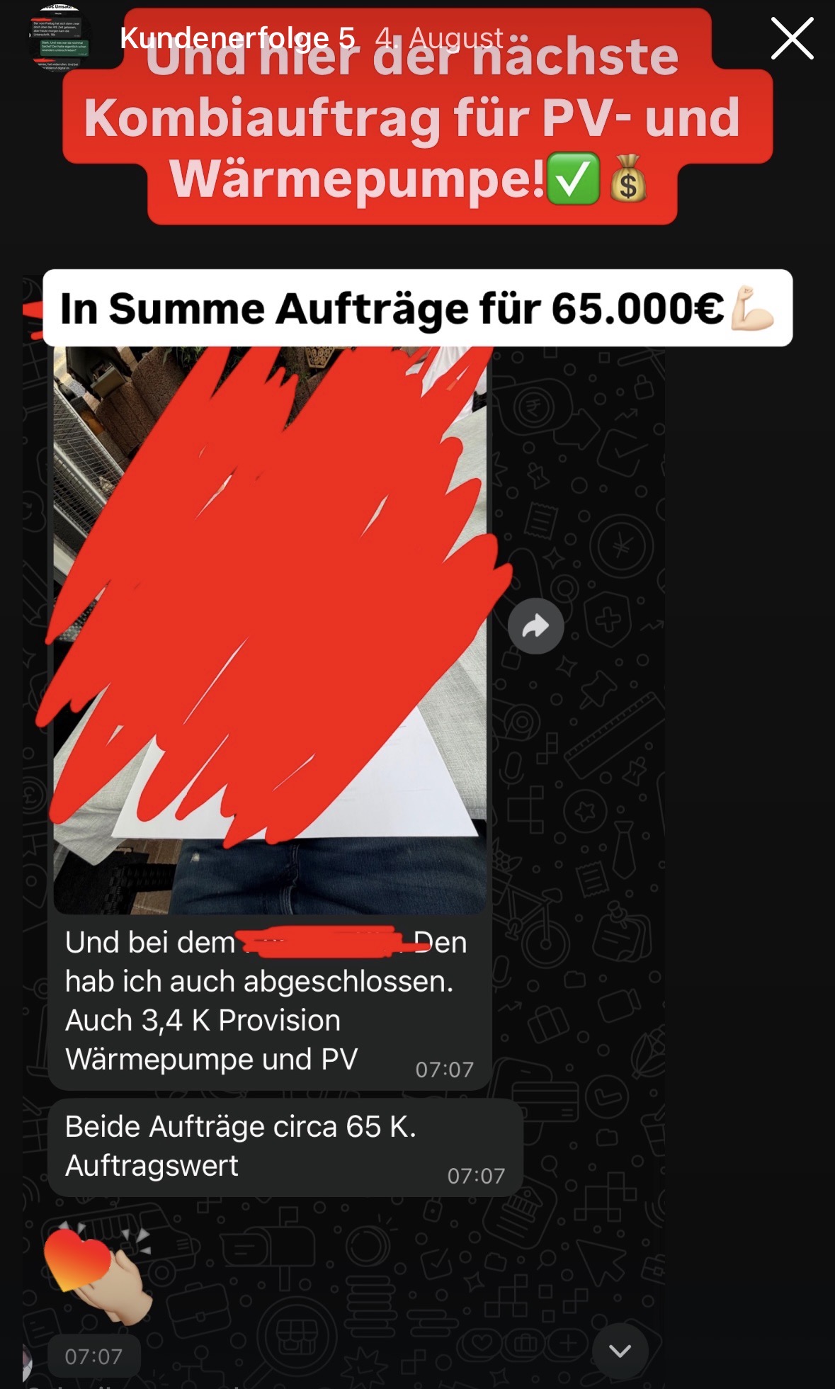 Kundenergebnis Screenshot