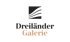 Logo mit stilisiertem schwarzen Quadrat über dem Text "Dreiländer Galerie" in Schwarz und Hellbraun.