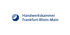 Logo der Handwerkskammer Frankfurt-Rhein-Main: blaues Achteck mit hellem Segment und Schriftzug.