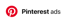 
Das Bild zeigt das Logo und den Text für Pinterest Ads. Das Logo ist ein roter Kreis mit einem stilisierten weißen Buchstaben "P" darin. Daneben steht in schwarzer, fettgedruckter Schrift "Pinterest" und in normaler Schrift "ads".