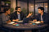 three people at a table having a conversation