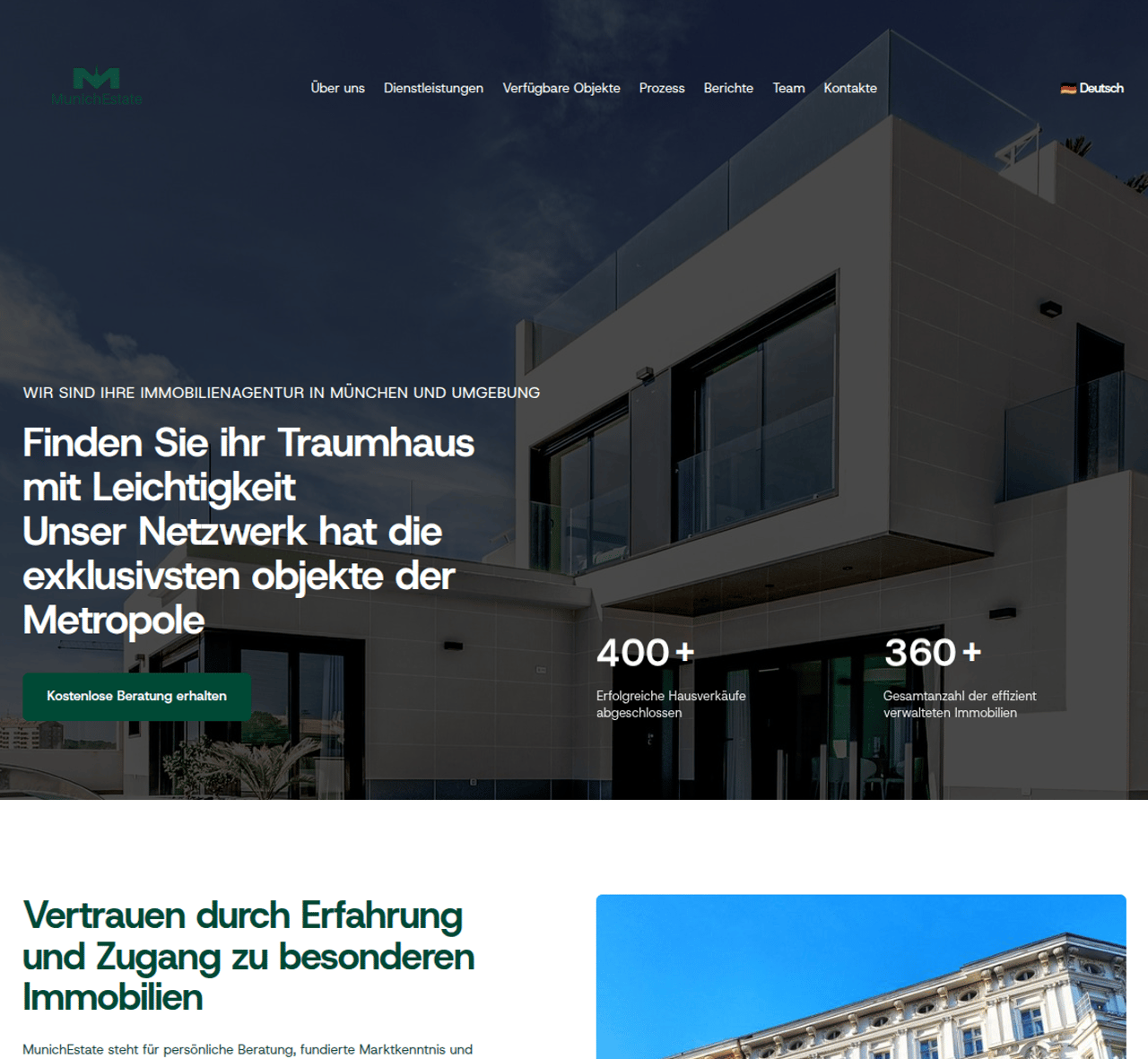 Website einer Immobilienagentur in München