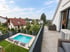 Garten mit Pool – Blick vom Balkon im Dachgeschoss