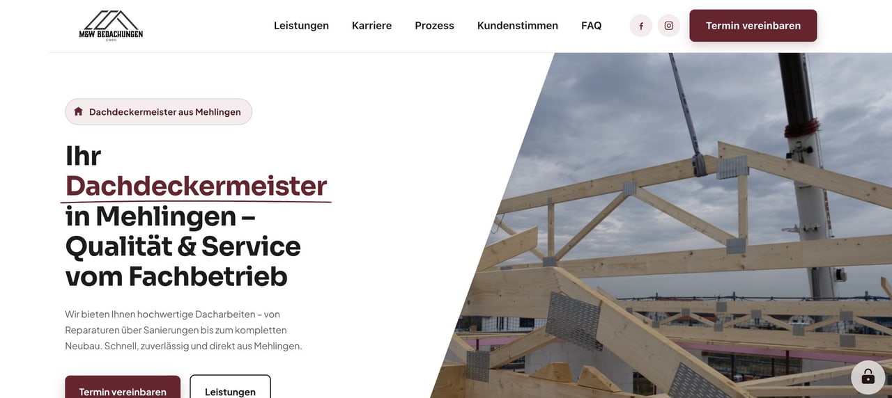 Website M&W Bedachungen