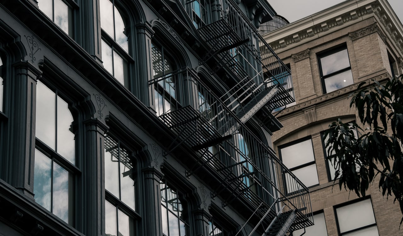 Cast-iron windows and fire escapes, SoHo, New York