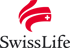 Swiss Life logo with red abstract flame-like symbol, white cross, and "SwissLife" text in black.