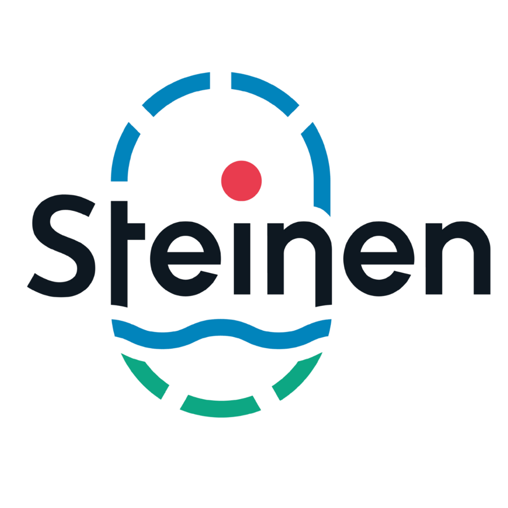 Logo von Lügde: Rote Skyline, blauer Hügel, Schriftzug "Lügde Staatlich anerkannter Erholungsort".