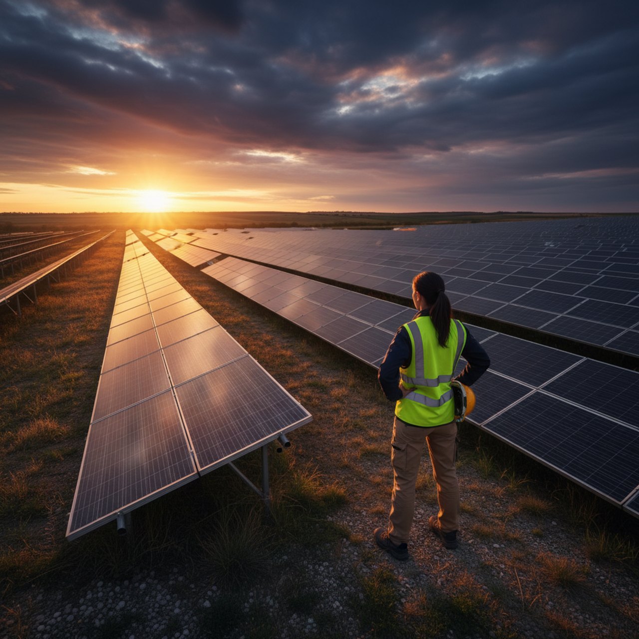 Photovoltaikanlage im Abendlicht
