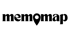 Schwarzes "memomap"-Logo mit einem Standort-Pin, der den Buchstaben "o" ersetzt.