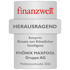 Finanzwelt Siegel Herausragend für Phönix Maxpool Gruppe AG, Kategorie Einsatz von Künstlicher Intelligenz, Maklerpoolstudie.