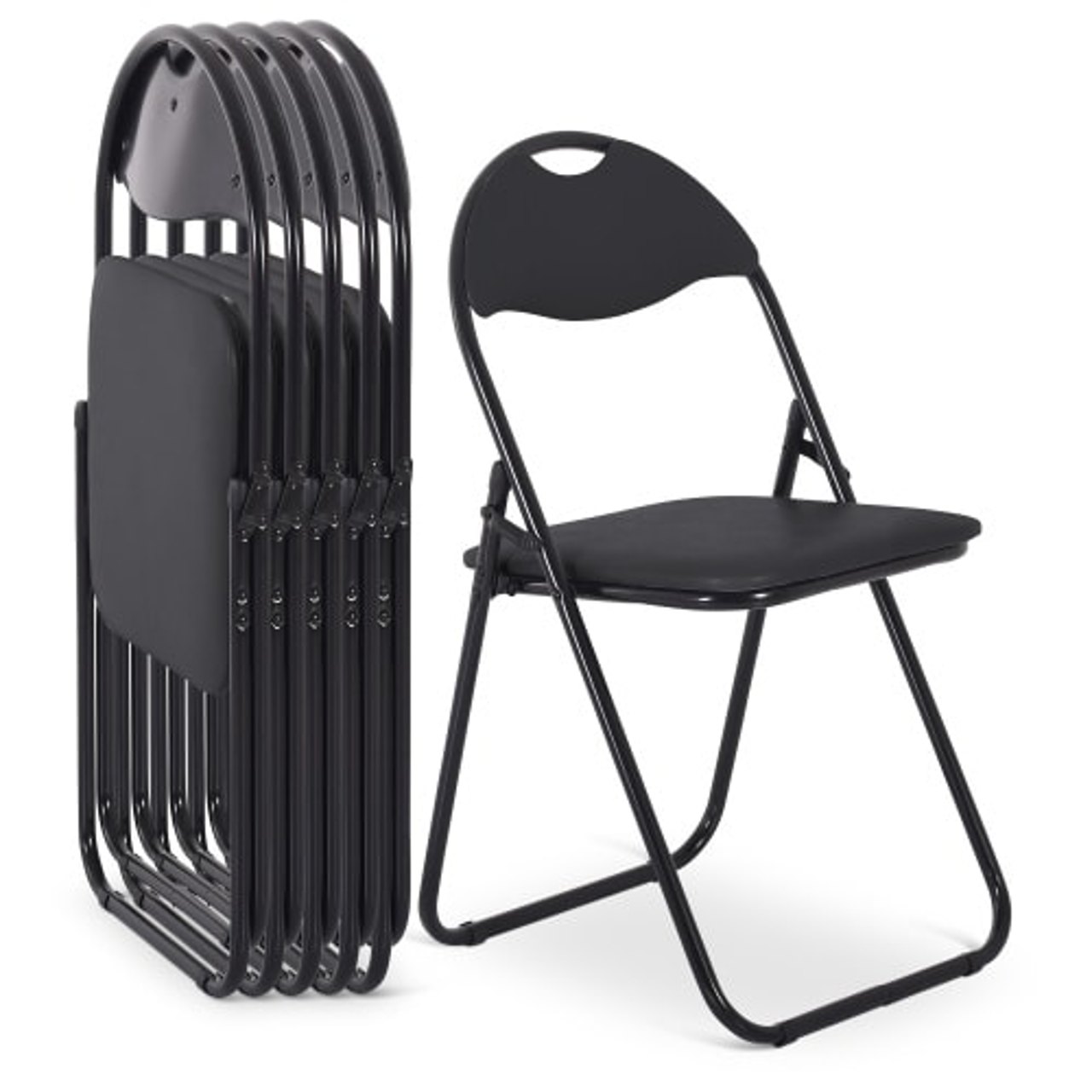 Schwarze Klappstühle
