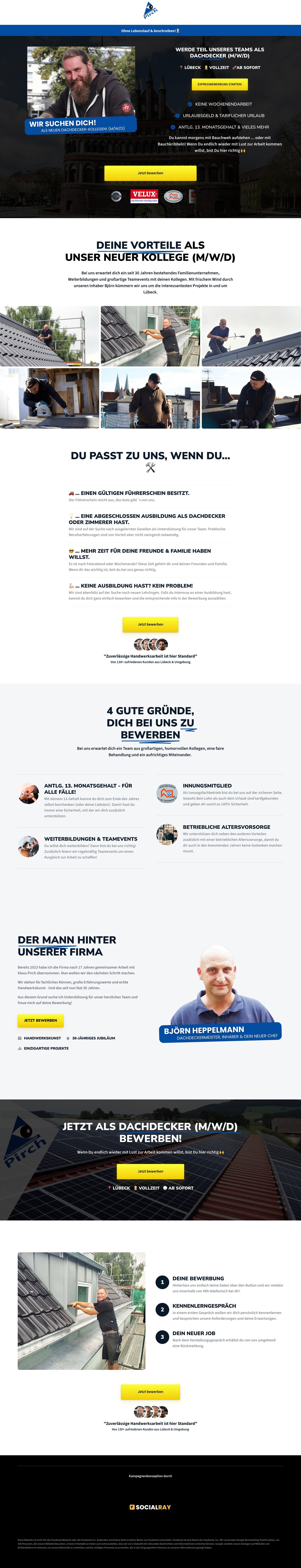 Landingpage-Screenshot Dachdeckermeisterei Pirch