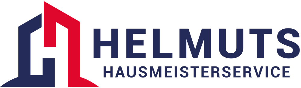 Logo von Helmuts Hausmeisterservice mit stilisiertem "H" in Blau und Rot.