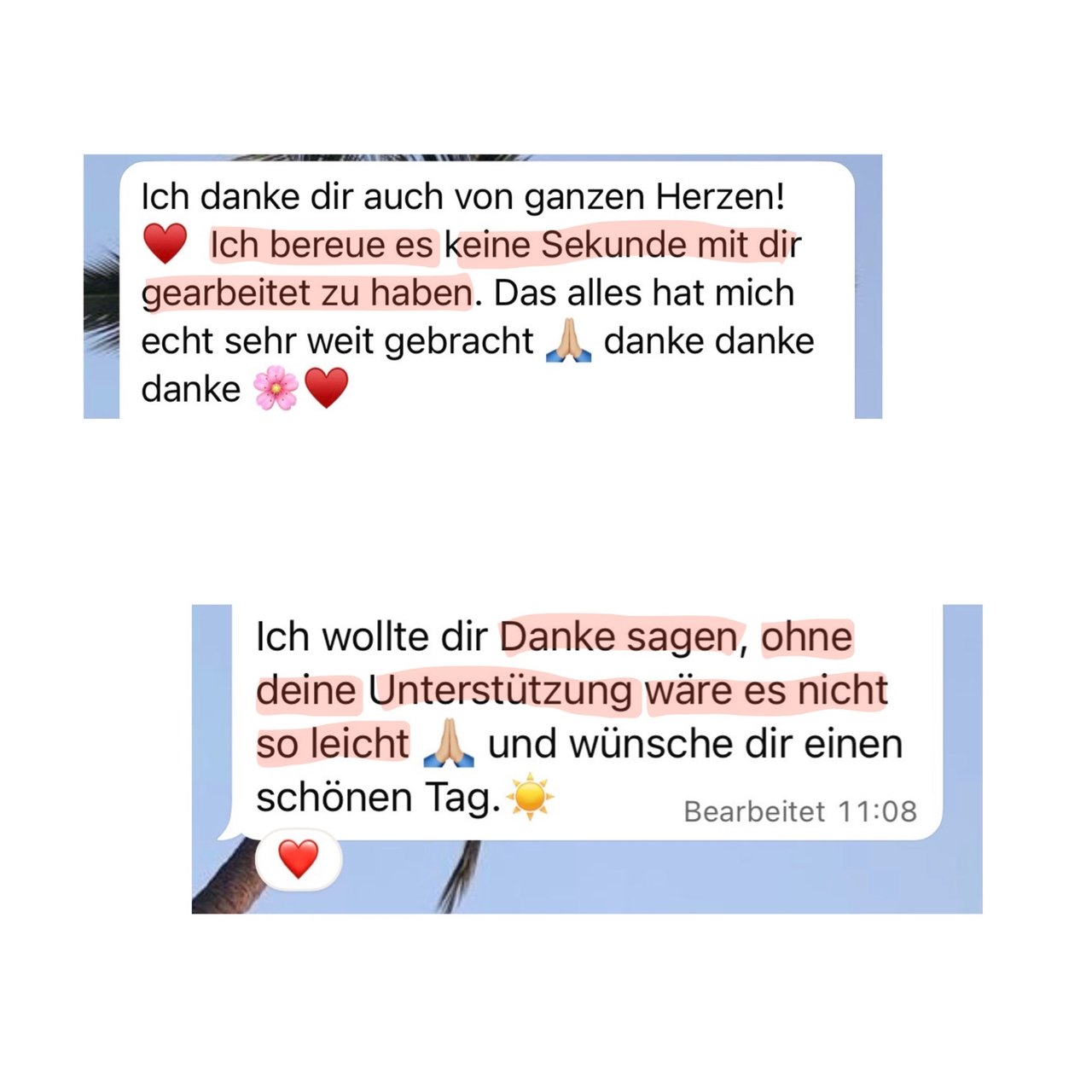 WhatsApp-Nachricht einer Teilnehmerin