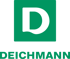 Deichmann Logo: Großes weißes "D" in grünem Quadrat, darunter der Schriftzug "DEICHMANN" in Grün.