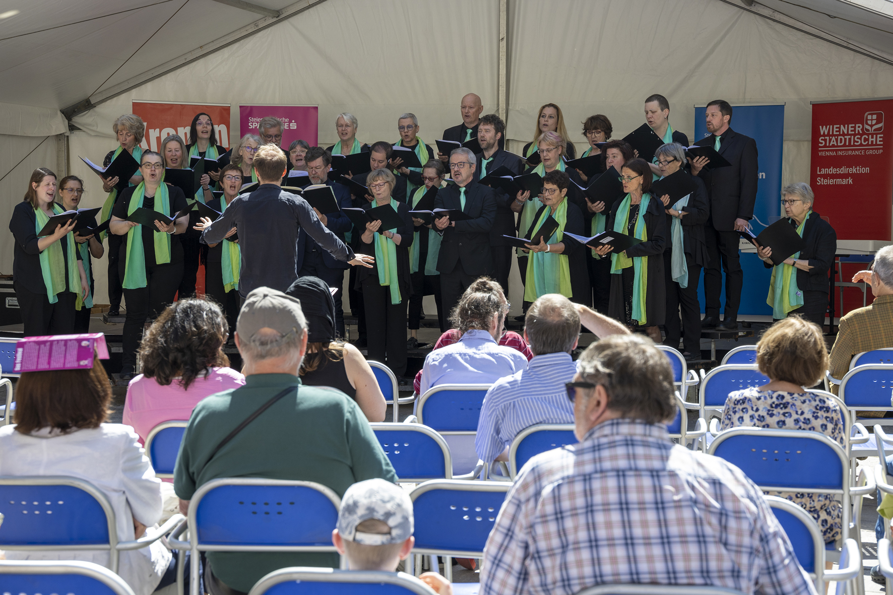Wiener Lehrer A Cappella Chor on the Landhaushof stage, Voices of Spirit 2024, Graz