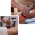 Hands using laser devices for deep tissue therapy treatment