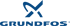 Blaues Grundfos-Logo mit stilisiertem "X" darüber.