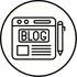 Webbrowser mit „BLOG“-Titel und Stift daneben, in einem weißen Kreis auf grünem Hintergrund. Dienstleistungsanbieter: wandelt Blogartikel und Podcastfolgen in Social-Media-Inhalte um; E-Mail-Marketing, Copywriting, Social-Media-Management & Ilka Fleckenstein von Fairgetextet
