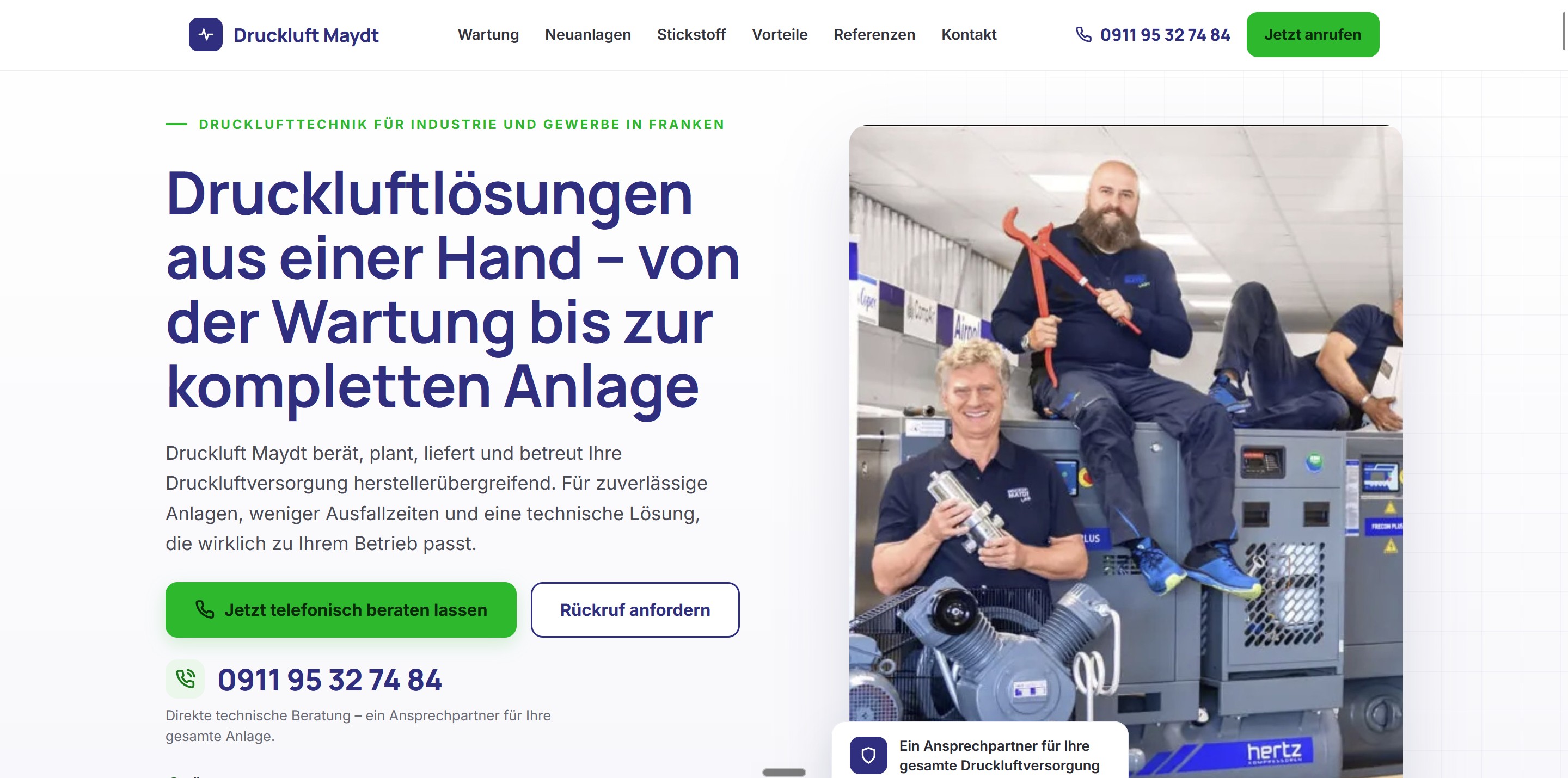 Webseite für Industrie-Firma