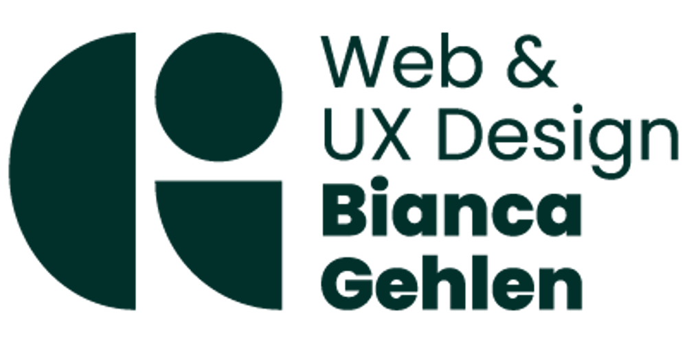 Logo mit geometrischen Formen und Text "Web & UX Design Bianca Gehlen".