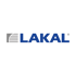Lakals Logo mit einem grauen, stilisierten „E“ und dem blauen Text „LAKAL®“.