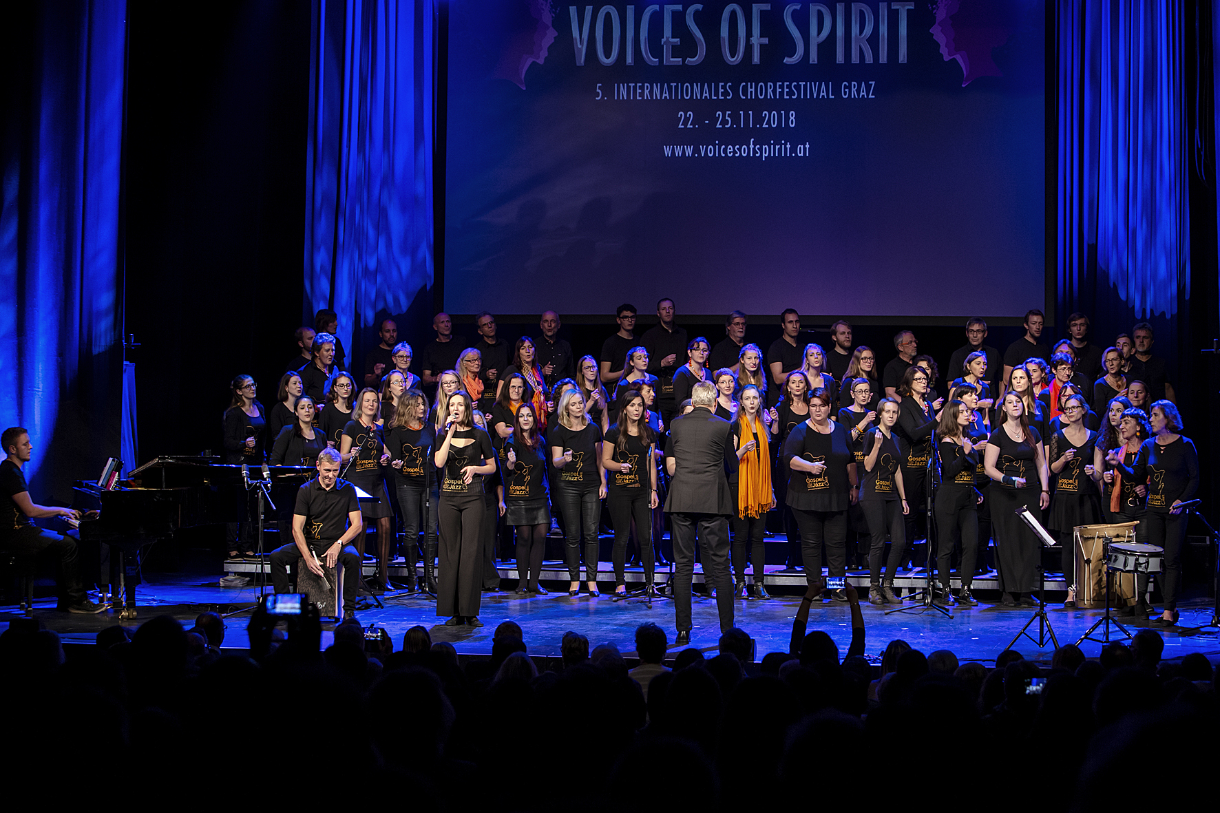 The Gospel and Jazz Choir of the Johann Joseph Fux Konservatorium on stage at Voices of Spirit 2018, Graz