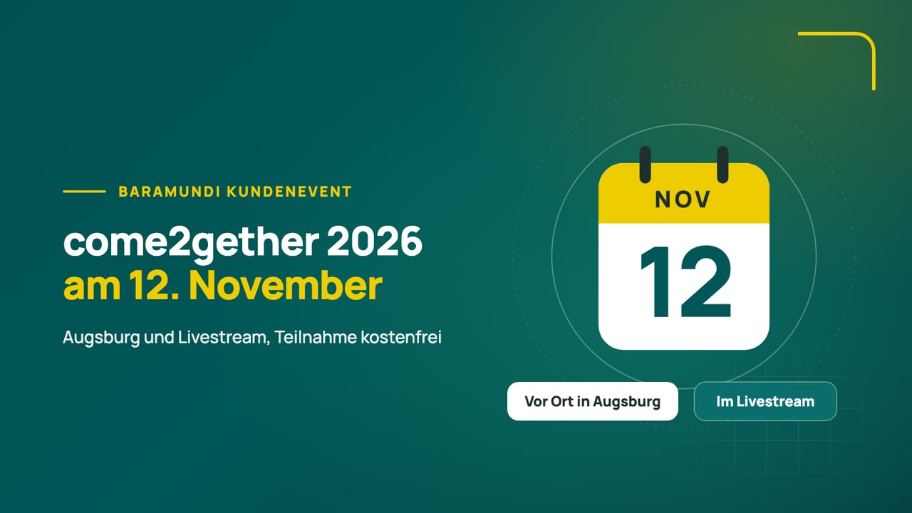 Grafik: Kalenderblatt mit dem 12. November neben dem Schriftzug come2gether 2026, darunter die Hinweise Vor Ort in Augsburg und Im Livestream