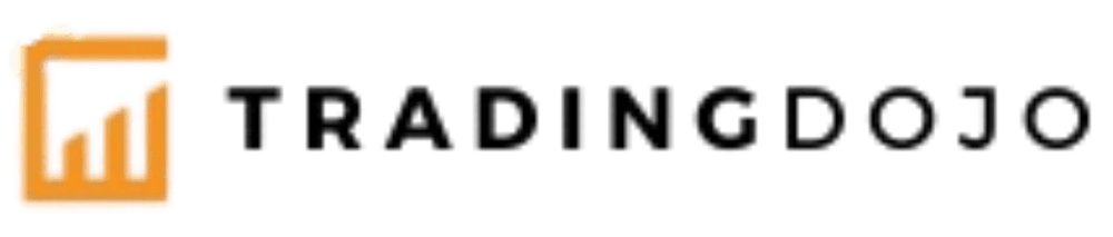 Logo von TradingDojo mit orangefarbenem Diagrammsymbol links und schwarzem Text "TRADINGDOJO" rechts.