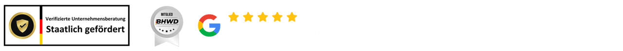 Staatlich geprüft, Best Brand und 4,8 von 5 Sternen auf Google