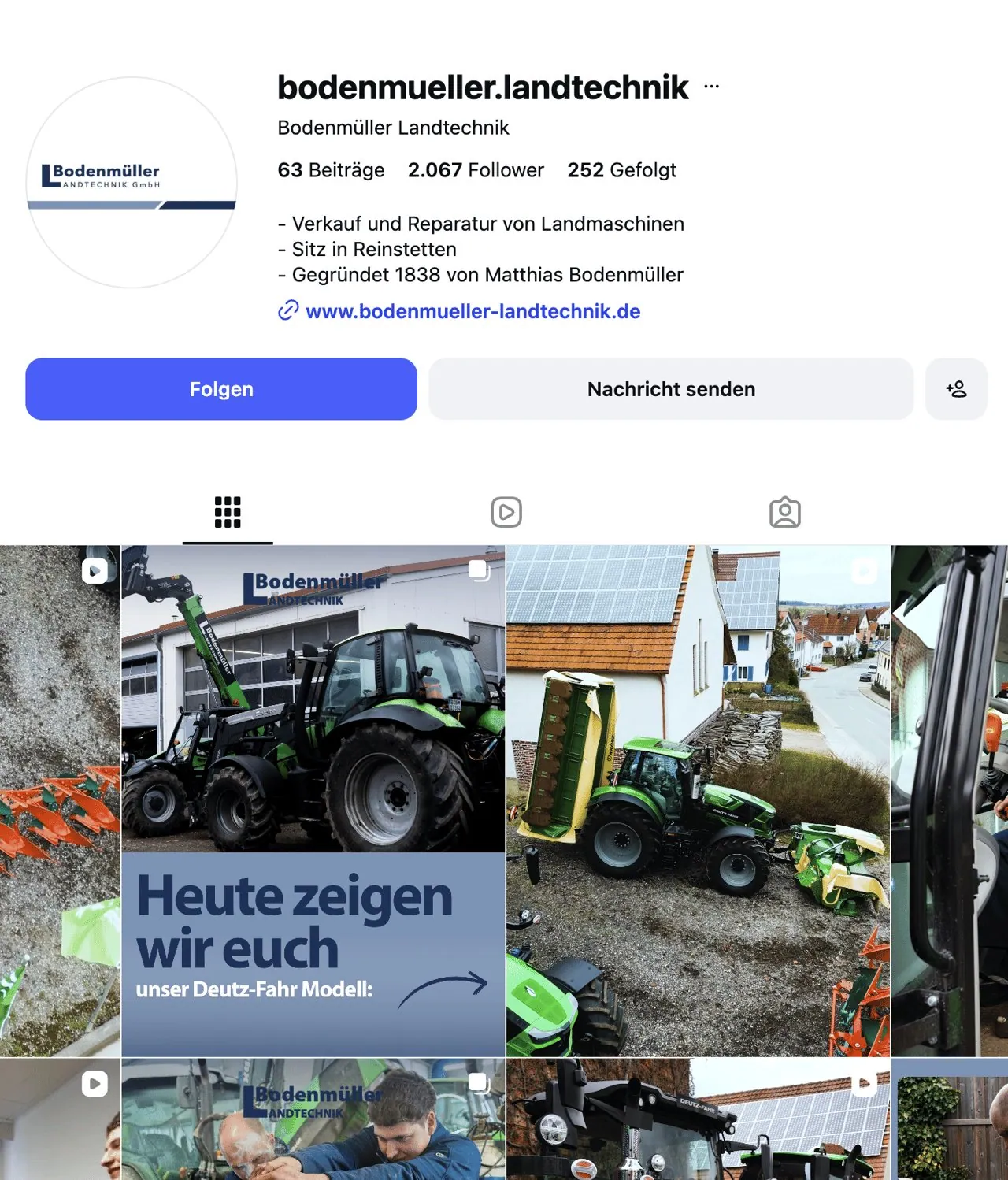 Instagram-Profil von Bodenmüller Landtechnik