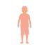 Orangefarbene Silhouette eines Kindes, das eine gelbe Brille mit runden Gläsern trägt.