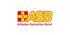 ASB Logo: Rotes Kreuz mit gelbem S, gelbe Buchstaben ASB, darunter "Arbeiter-Samariter-Bund".