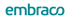 Das Embraco-Logo zeigt den Schriftzug "embraco" in blaugrüner Schrift auf dunkelgrünem Hintergrund.