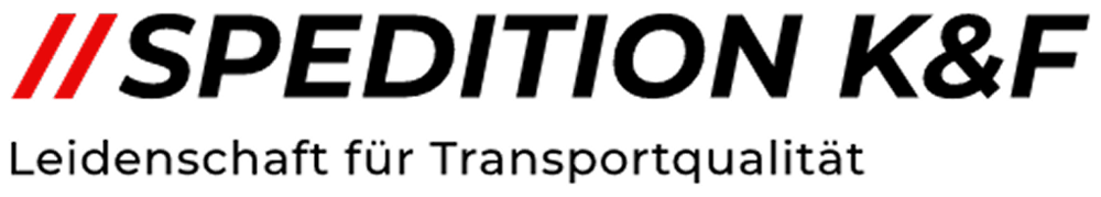 Logo von SPEDITION K&F mit dem Slogan "Leidenschaft für Transportqualität".