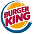 Burger King Logo: Roter Text "BURGER KING" zwischen zwei orangefarbenen Brötchenhälften, umrandet von einem blauen Bogen.