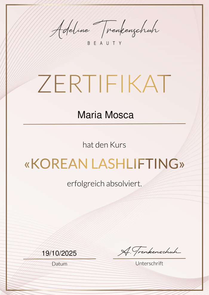 Korean Lashlifting Zertifikat