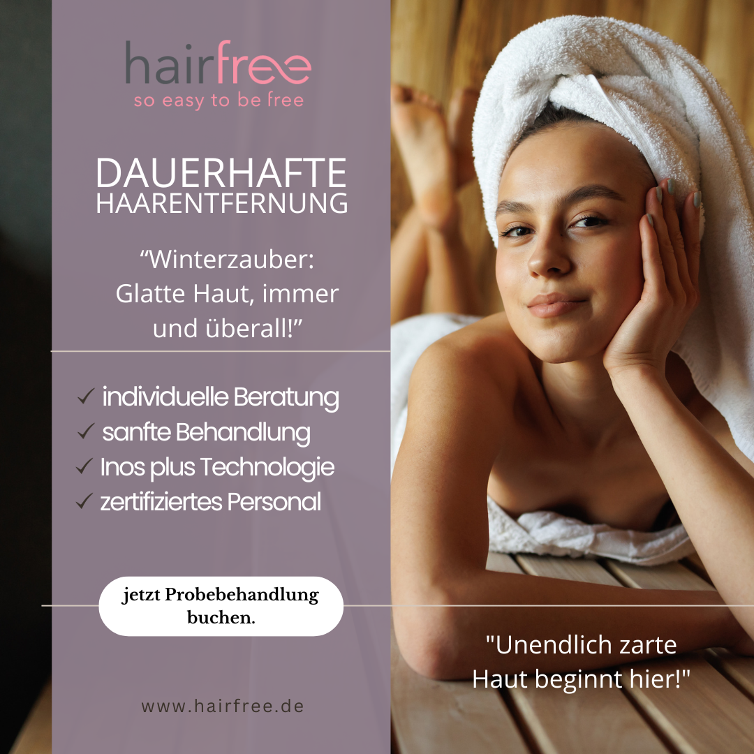 Anzeige hairfree: Frau mit Handtuch in der Sauna