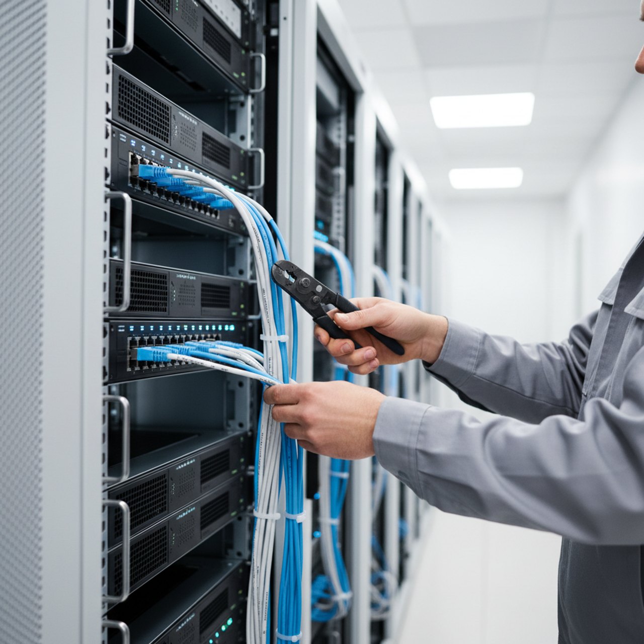 Netzwerkverkabelung im Serverschrank