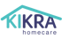 KIKRA homecare Logo mit stilisiertem Hausdach über dem Namen.