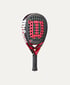 Black and red Wilson padel racket with a large W logo on the head and "Wilson" on the side.