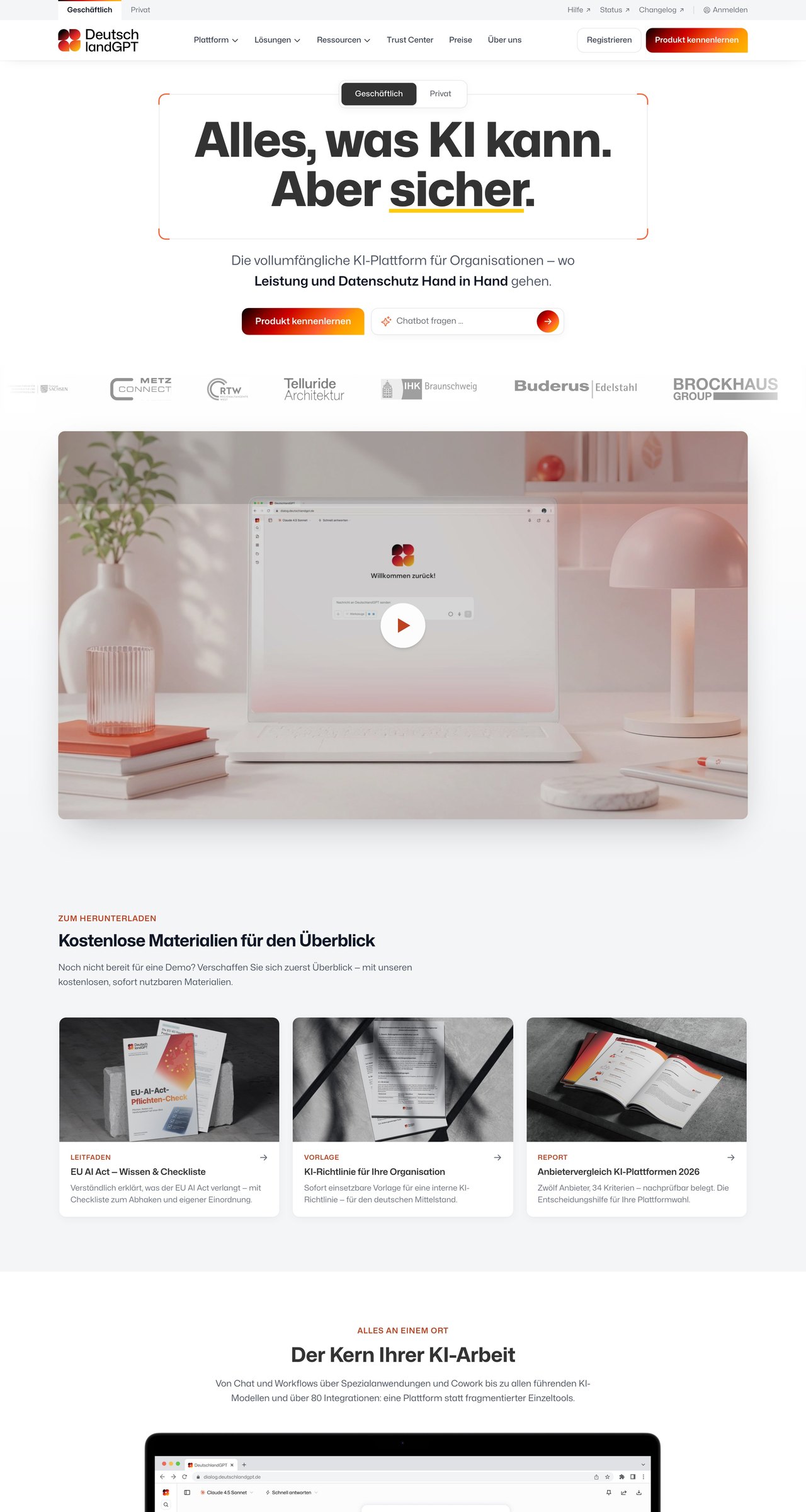 DeutschlandGPT website, first three screens