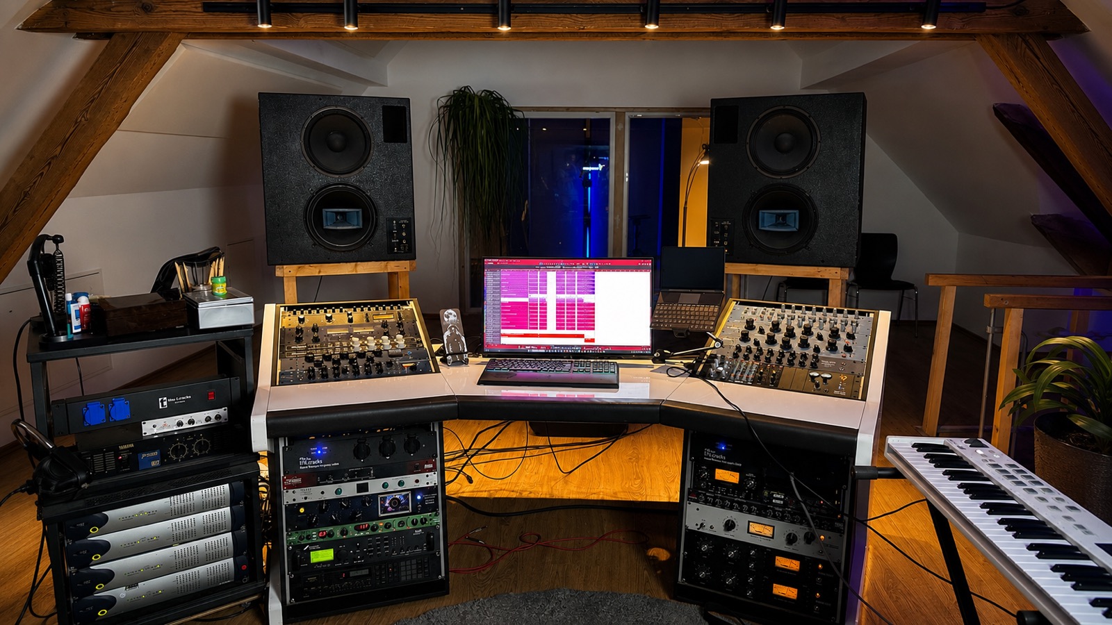 Mikrofon im Shockmount vor der Vocal-Booth im Studio Gelsenkirchen